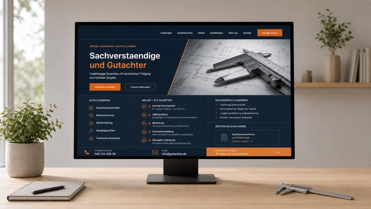 Homepage erstellen lassen für Sachverständige und Gutachter
